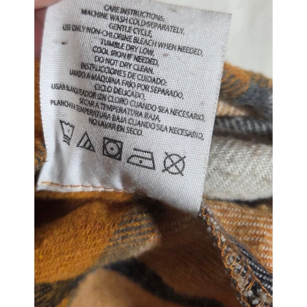HFX Women's Plaid Flannel Shirt Jacket Shacket Relaxed Fit Mustard/ White Sz S - Picture 8 of 9